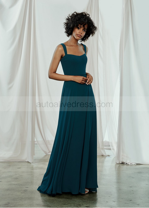 Wide Straps Teal Chiffon Bridesmaid Dress Wide Straps Teal Chiffon Bridesmaid Dress